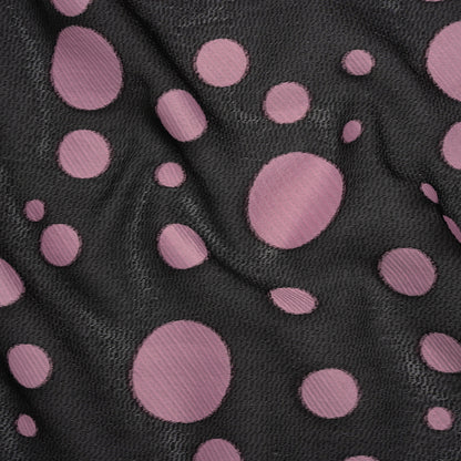 Lightweight Textured Burnout Brocade - Light Mauve and Black Polka Dots