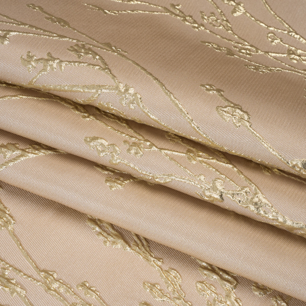 Metallic Brocade - Beige and Gold Flowering Branches
