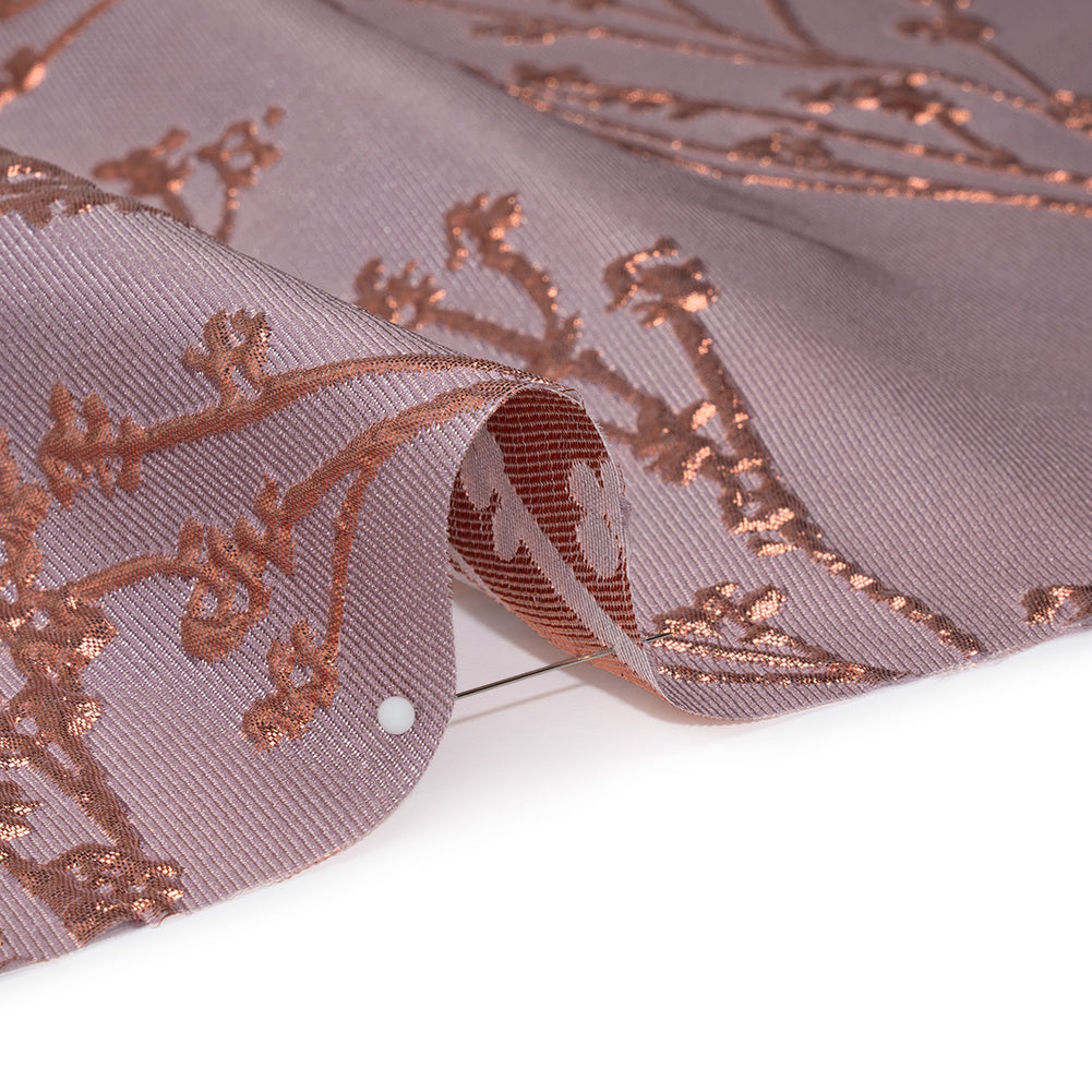 Metallic Brocade - Mauve and Pink Flowering Branches - Detail