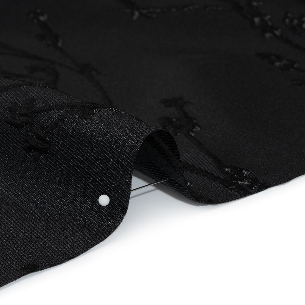 Metallic Brocade - Black on Black Flowering Branches
