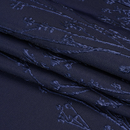 Metallic Brocade - Navy on Navy Flowering Branches
