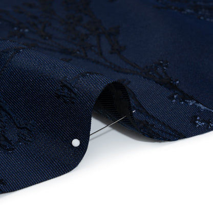 Metallic Brocade - Navy on Navy Flowering Branches