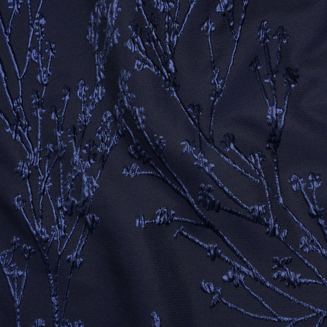 Metallic Brocade - Navy on Navy Flowering Branches