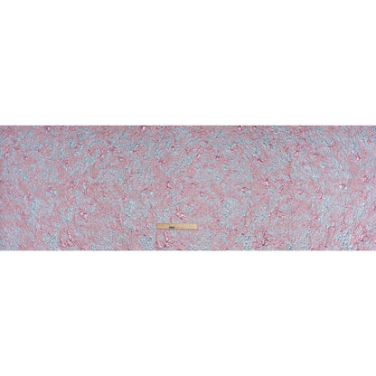 Metallic Brocade - Baby Pink and Sky Blue Abstract Sponge Texture