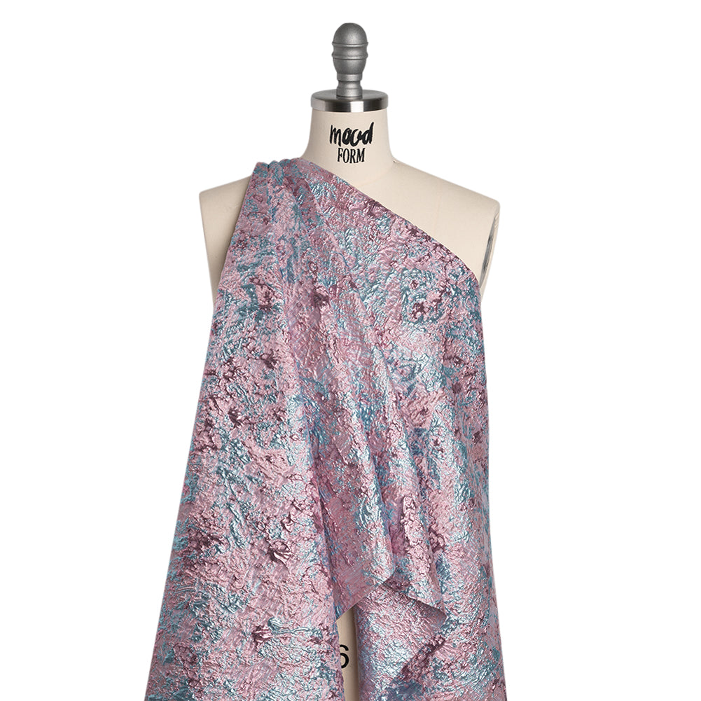 Metallic Brocade - Baby Pink and Sky Blue Abstract Sponge Texture