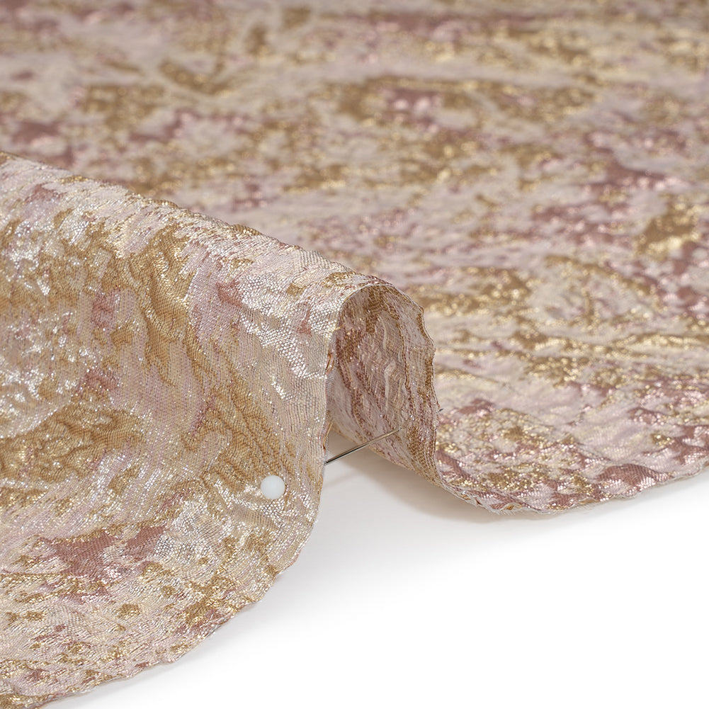 Metallic Brocade - Pale Pink and Gold Abstract Sponge Texture