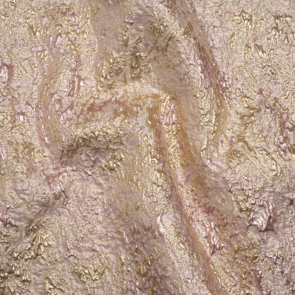 Metallic Brocade - Pale Pink and Gold Abstract Sponge Texture