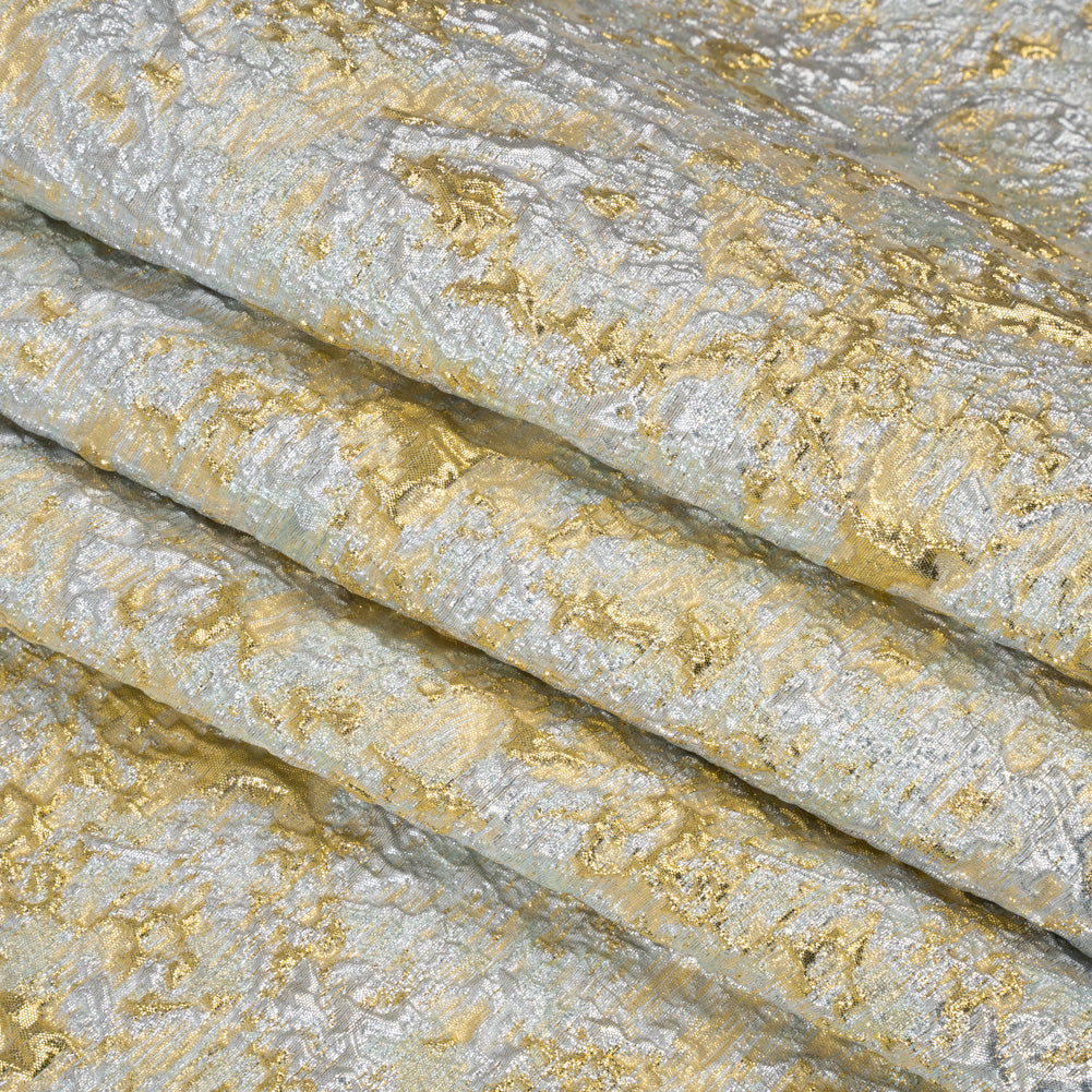 Metallic Brocade - Silver and Gold Abstract Sponge Texture - Folded