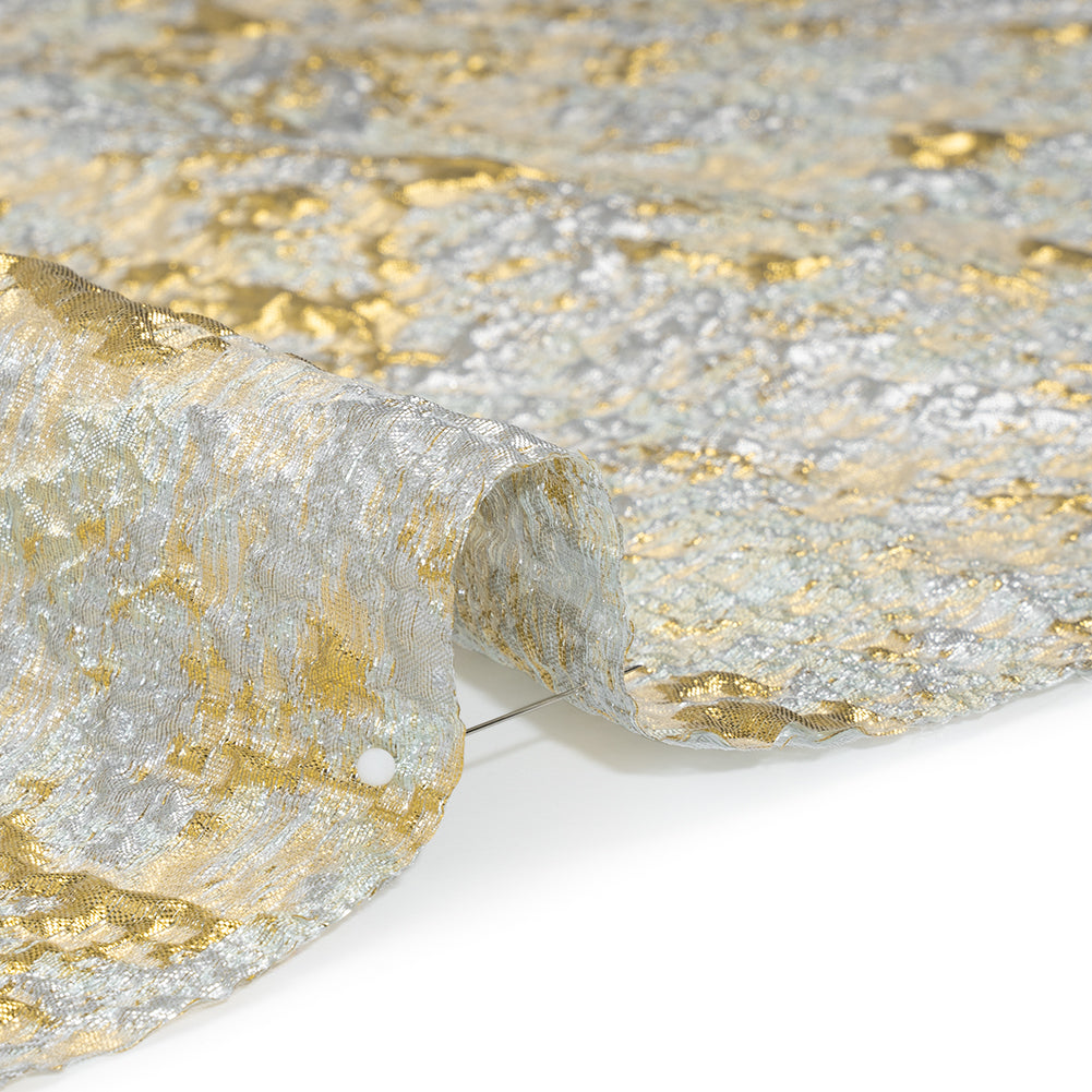Metallic Brocade - Silver and Gold Abstract Sponge Texture - Detail