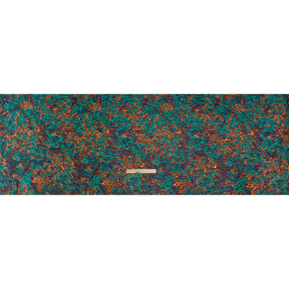 Metallic Brocade - Orange, Eggplant Purple and Teal Abstract Sponge Texture