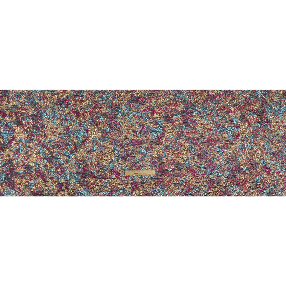Metallic Brocade - Hot Pink, Sky Blue and Gold Abstract Sponge Texture - Full