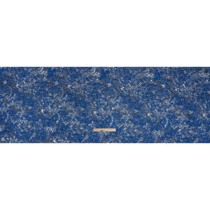 Metallic Brocade - Royal, Steel and Sky Blue Abstract Sponge Texture