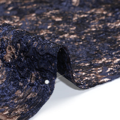 Metallic Brocade - Navy and Rose Gold Abstract Sponge Texture