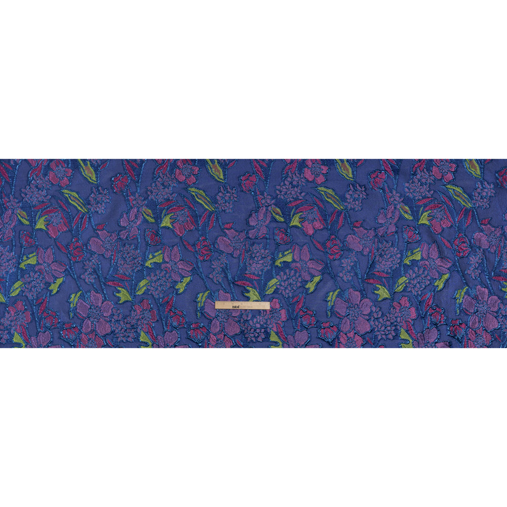 Metallic Burnout Brocade - Pink, Purple and Royal Blue Festive Florals - Full