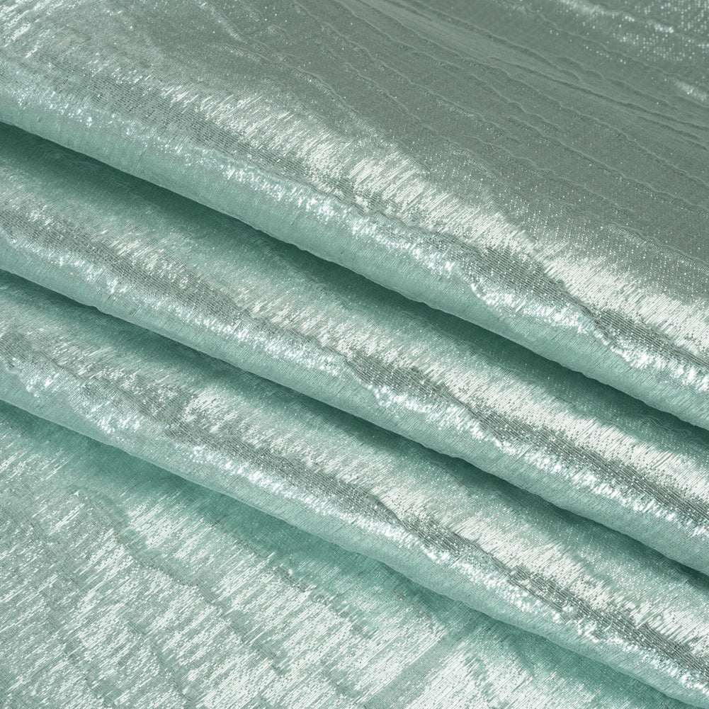 Metallic Brocade - Seafoam Green Subtle Wrinkles - Kylie Collection