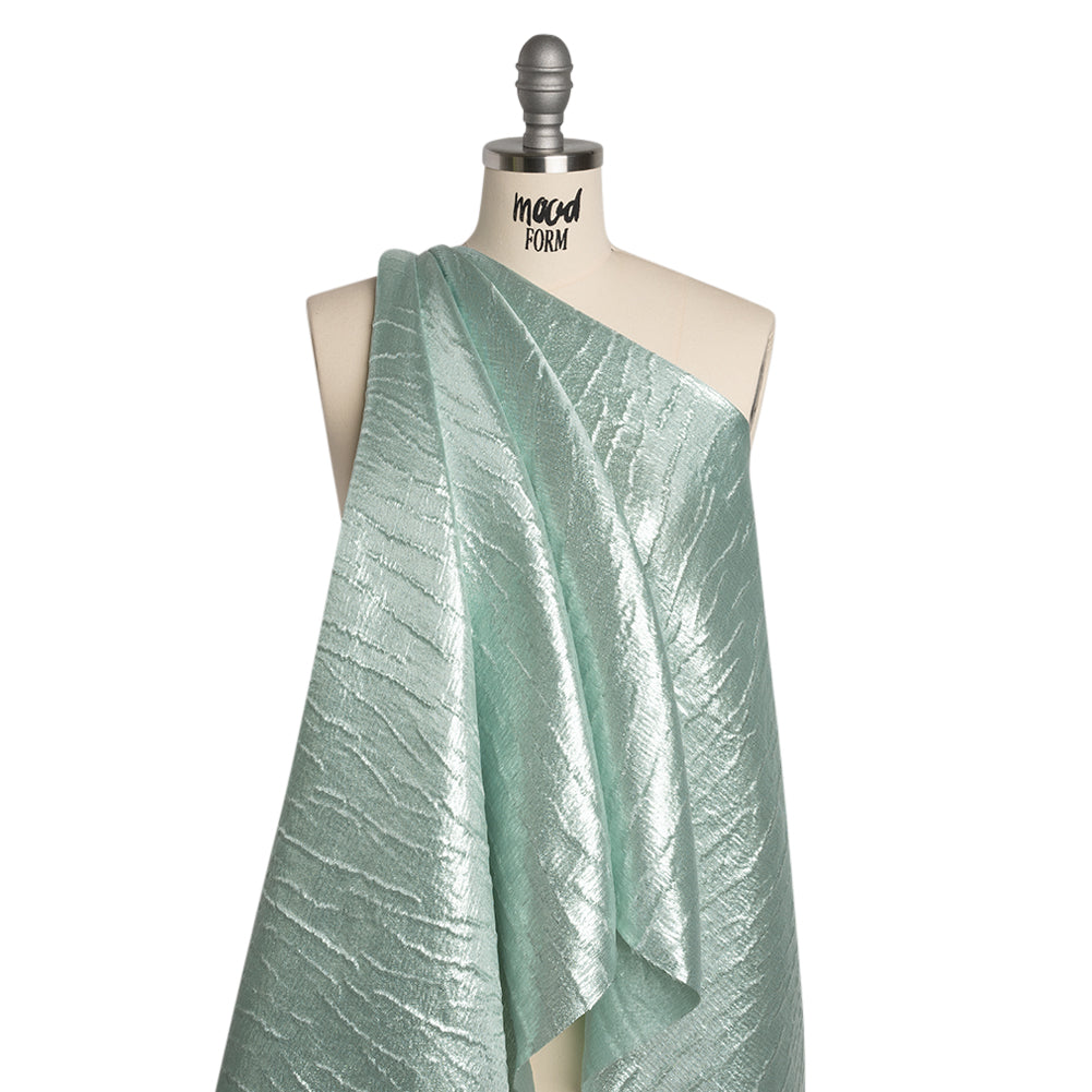 Metallic Brocade - Seafoam Green Subtle Wrinkles - Kylie Collection