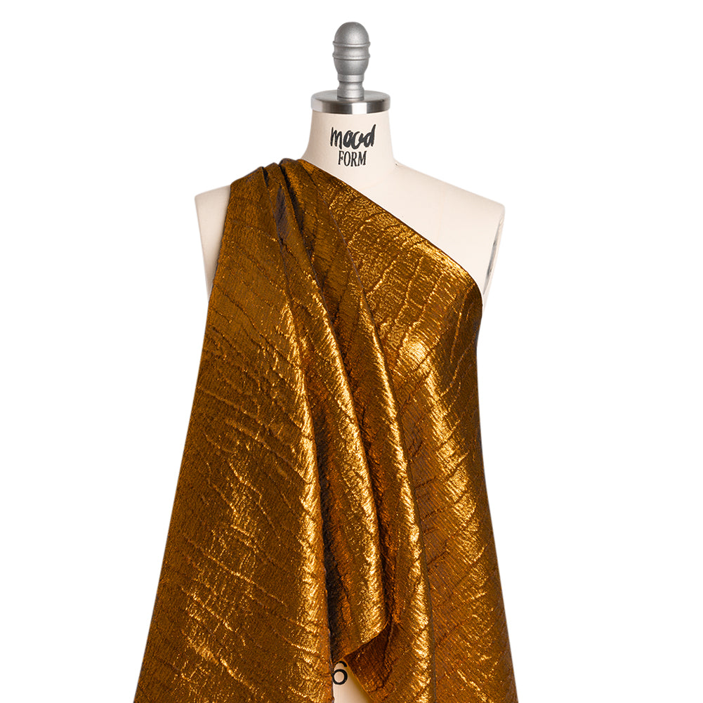 Metallic Brocade - Orange Subtle Wrinkles - Kylie Collection - Drape
