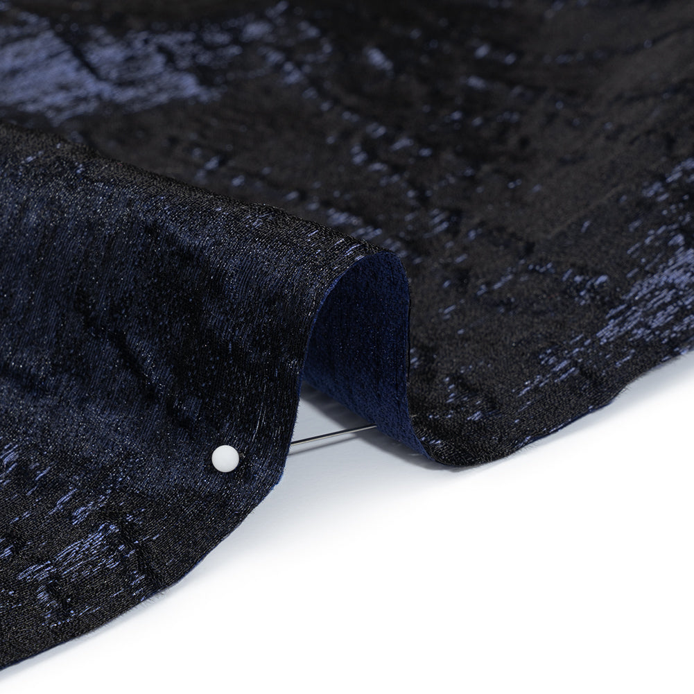 Metallic Brocade - Navy Blue Subtle Wrinkles - Kylie Collection