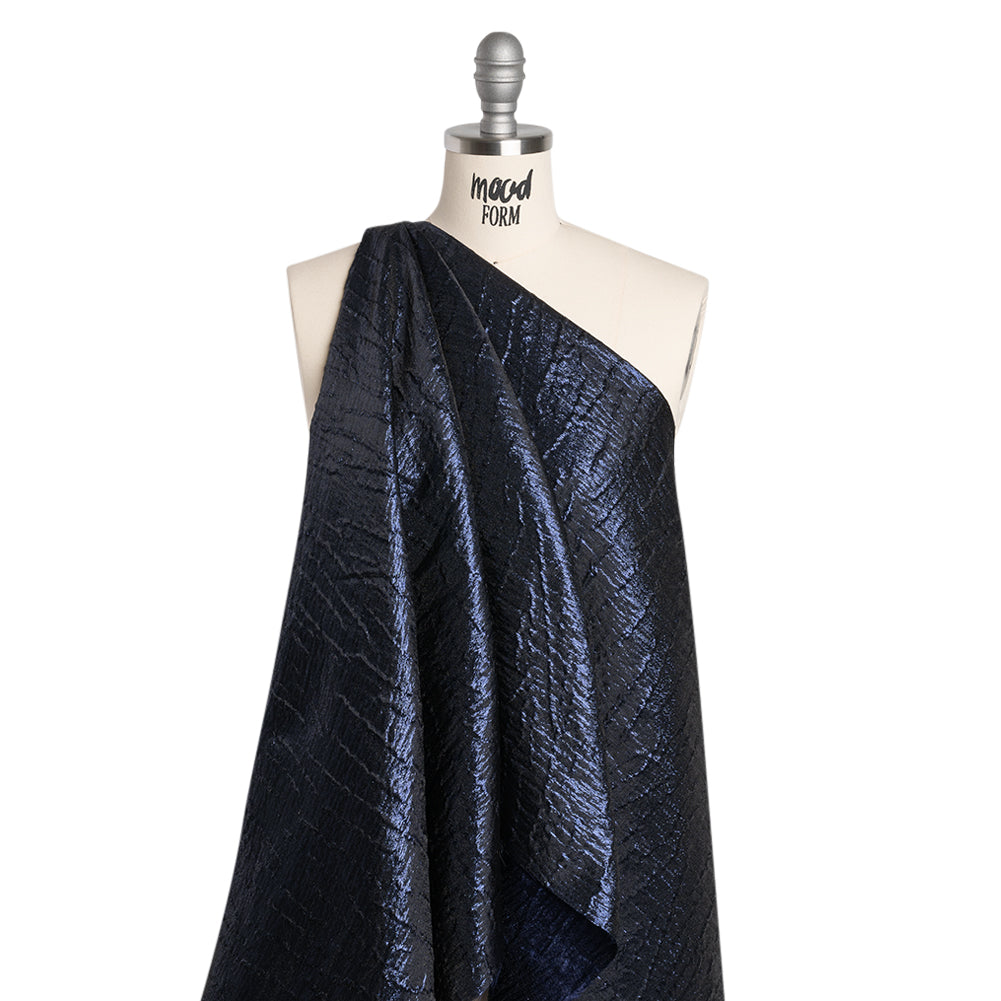 Metallic Brocade - Navy Blue Subtle Wrinkles - Kylie Collection