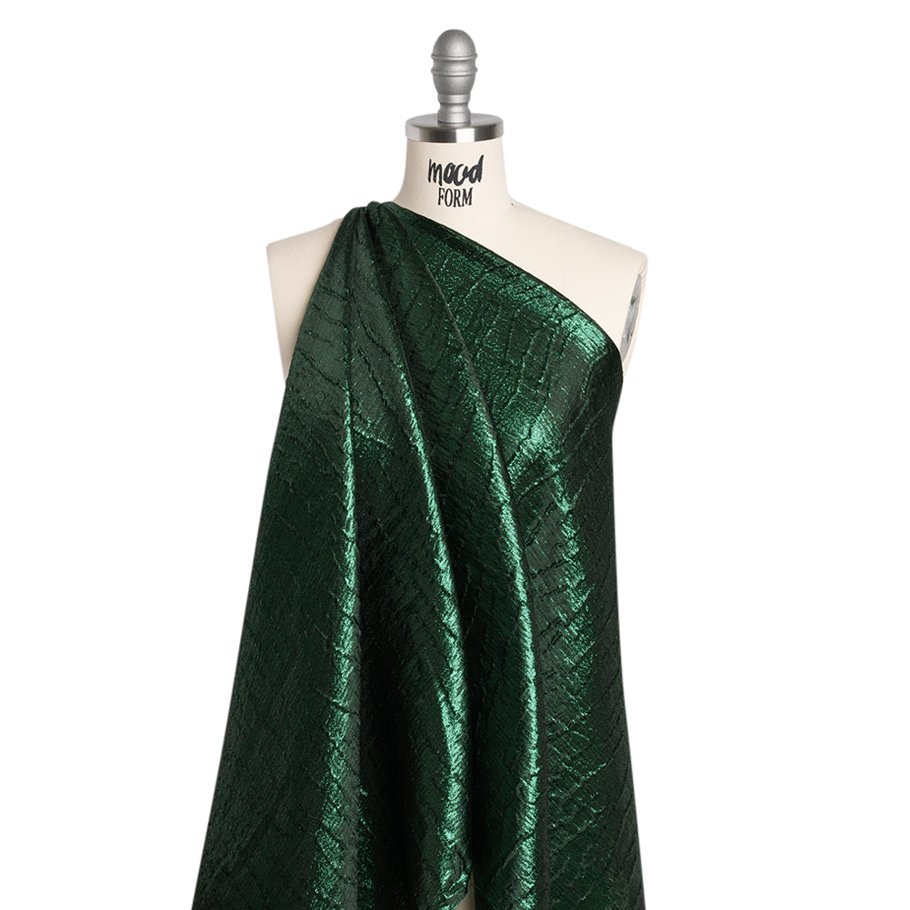 Metallic Brocade - Forest Green Subtle Wrinkles - Kylie Collection