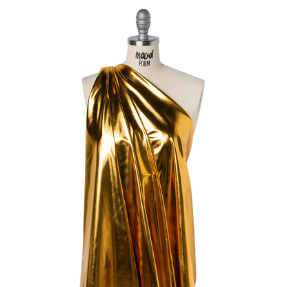 Foiled Faux Leather Stretch Knit - Gold with Yellow Backing - Alison Collection
