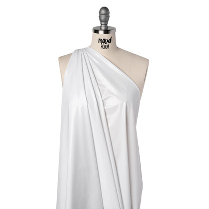 Foiled Faux Leather Stretch Knit - White - Alison Collection