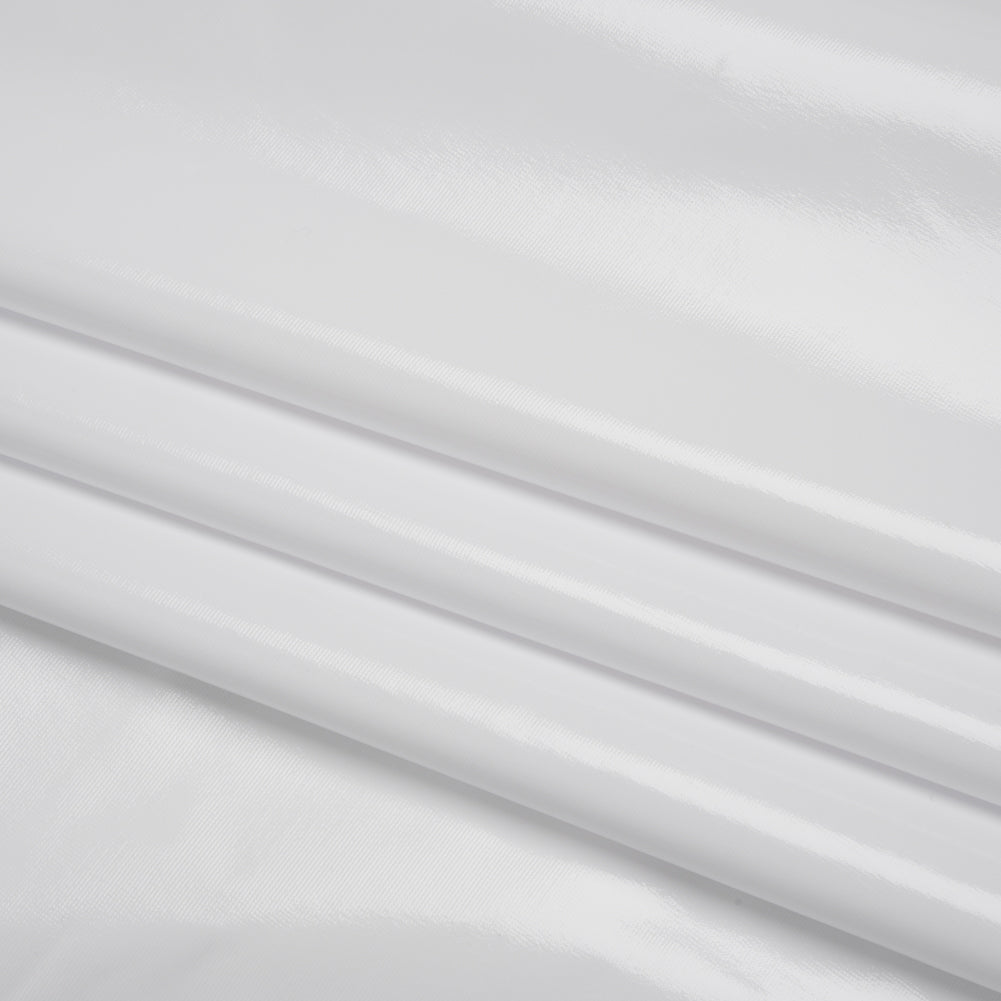 Foiled Faux Leather Stretch Knit - White - Alison Collection - Detail