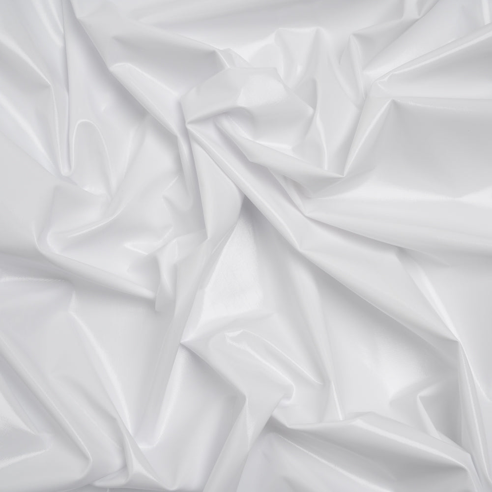 Foiled Faux Leather Stretch Knit - White - Alison Collection - Drape
