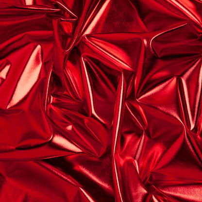 Foiled Faux Leather Stretch Knit - Red - Alison Collection