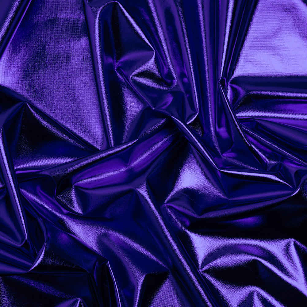 Foiled Faux Leather Stretch Knit - Royal Blue - Alison Collection Drape