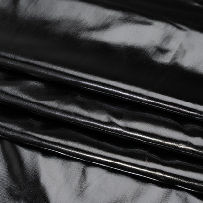 Foiled Faux Leather Stretch Knit - Black - Alison Collection