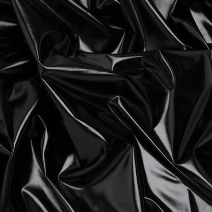 Foiled Faux Leather Stretch Knit - Black - Alison Collection