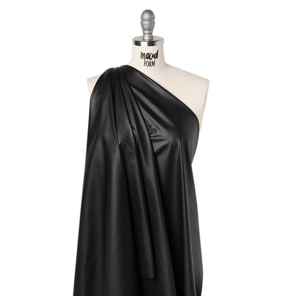 Foiled Faux Leather Stretch Knit - Matte Black - Alison Collection