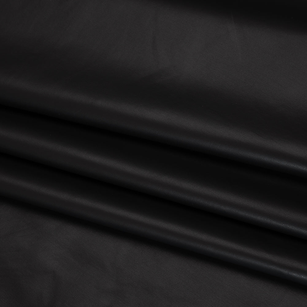 Foiled Faux Leather Stretch Knit - Matte Black - Alison Collection - Detail
