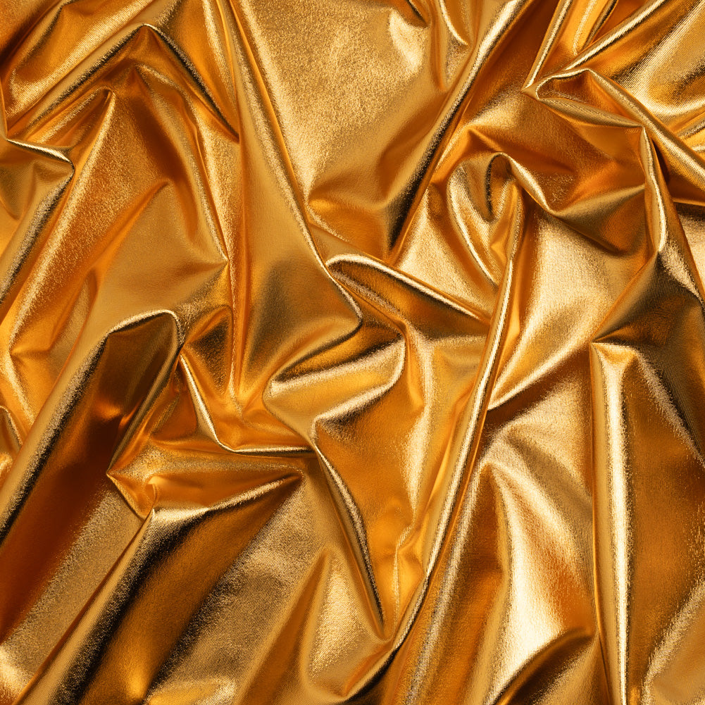 Knit Faux Leather with PET Anodized Aluminum Film - Gold - Elizabeth Collection - Drape