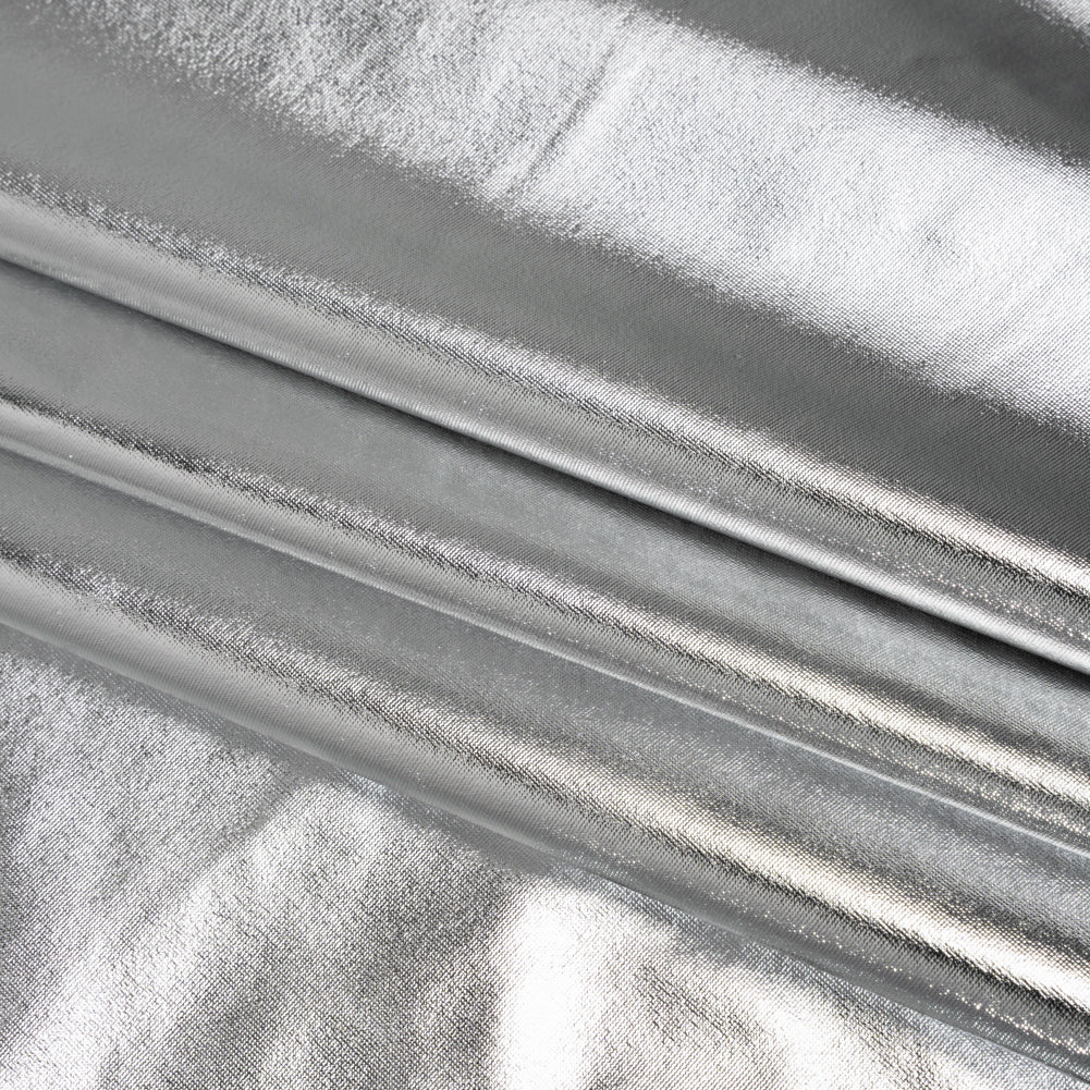 Knit Faux Leather with PET Anodized Aluminum Film - Silver - Elizabeth Collection - Detail