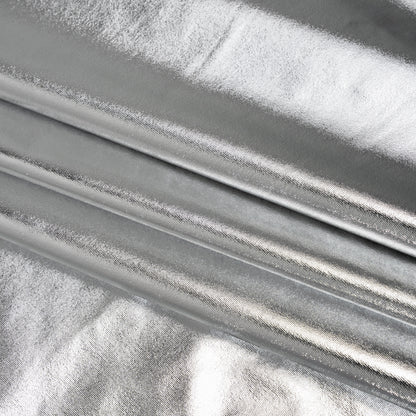 Knit Faux Leather with PET Anodized Aluminum Film - Silver - Elizabeth Collection