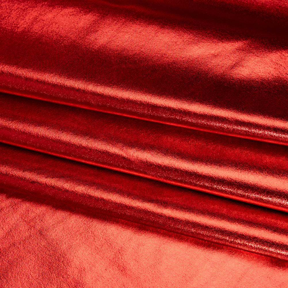 Knit Faux Leather with PET Anodized Aluminum Film - Red - Elizabeth Collection - Detail