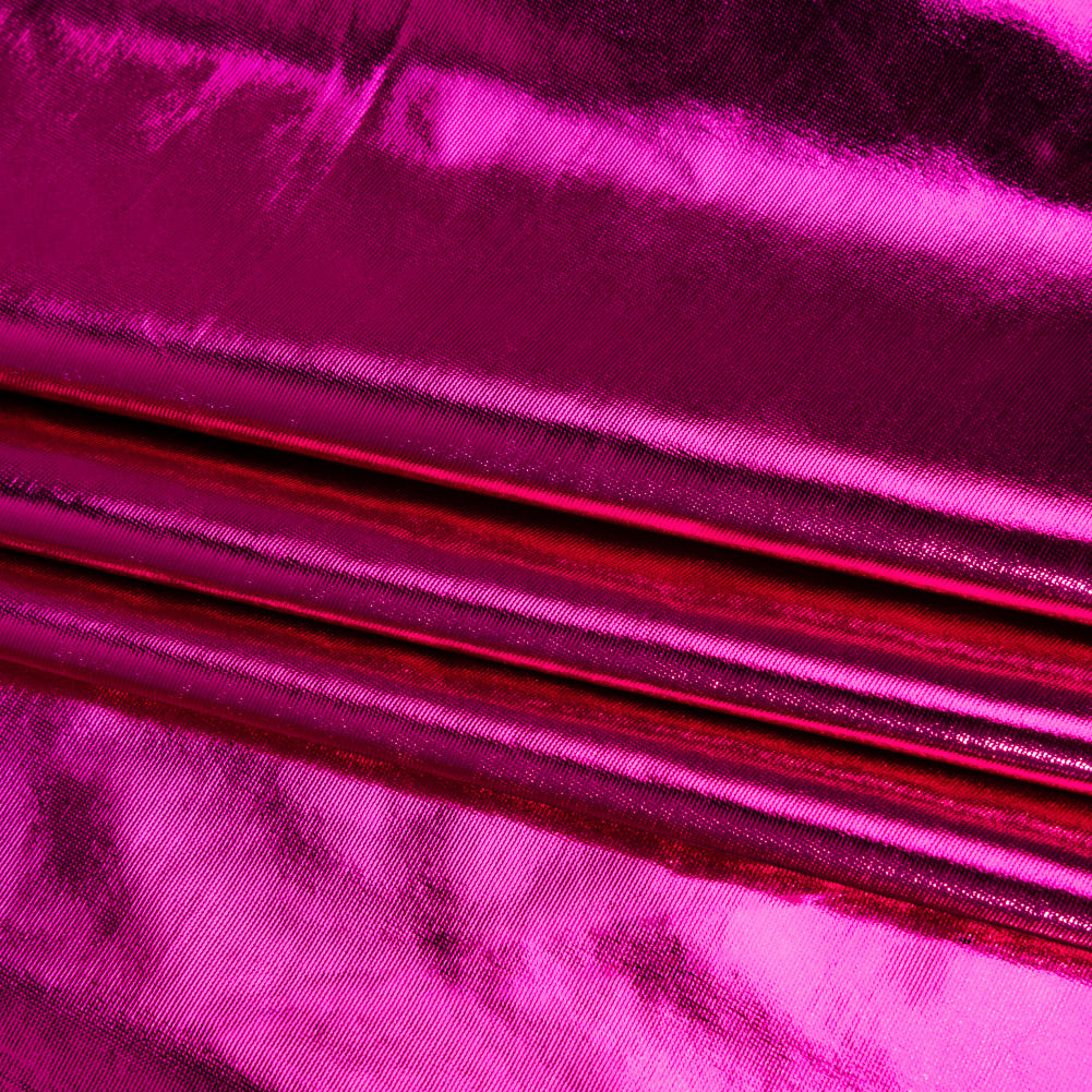 Knit Faux Leather with PET Anodized Aluminum Film - Fuschia - Elizabeth Collection - Detail
