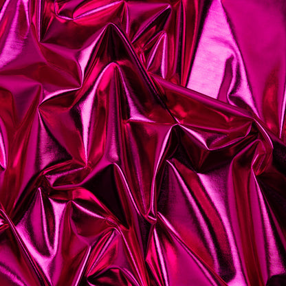 Knit Faux Leather with PET Anodized Aluminum Film - Fuschia - Elizabeth Collection
