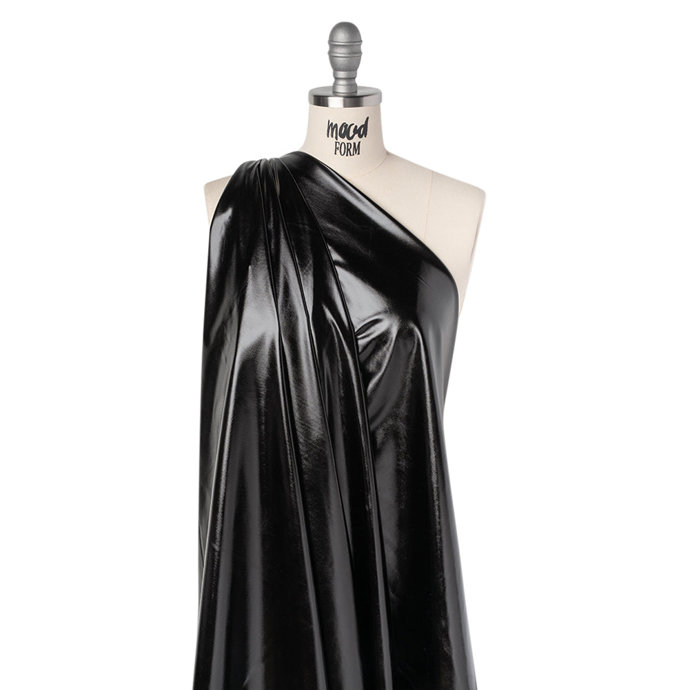 Knit Faux Leather with PET Anodized Aluminum Film - Black - Elizabeth Collection - Folded