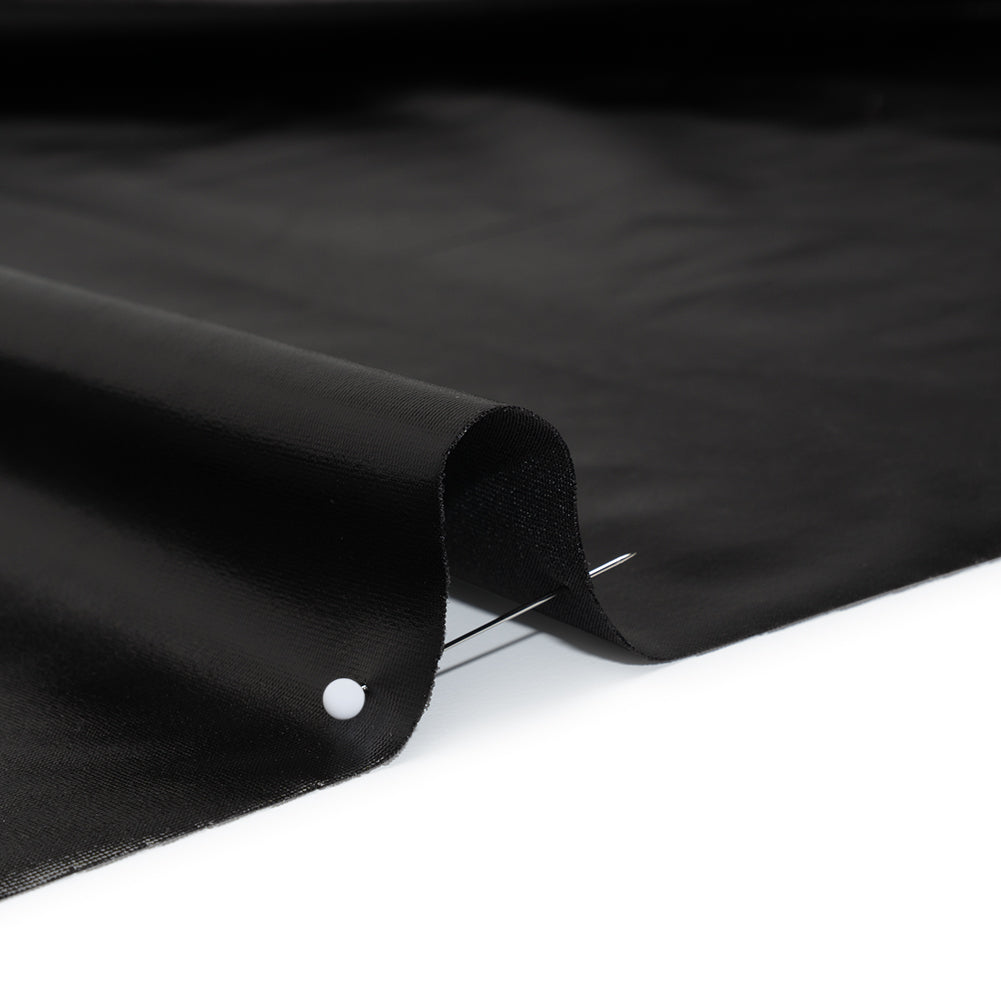 Knit Faux Leather with PET Anodized Aluminum Film - Black - Elizabeth Collection - Full