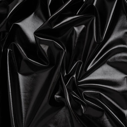 Knit Faux Leather with PET Anodized Aluminum Film - Black - Elizabeth Collection