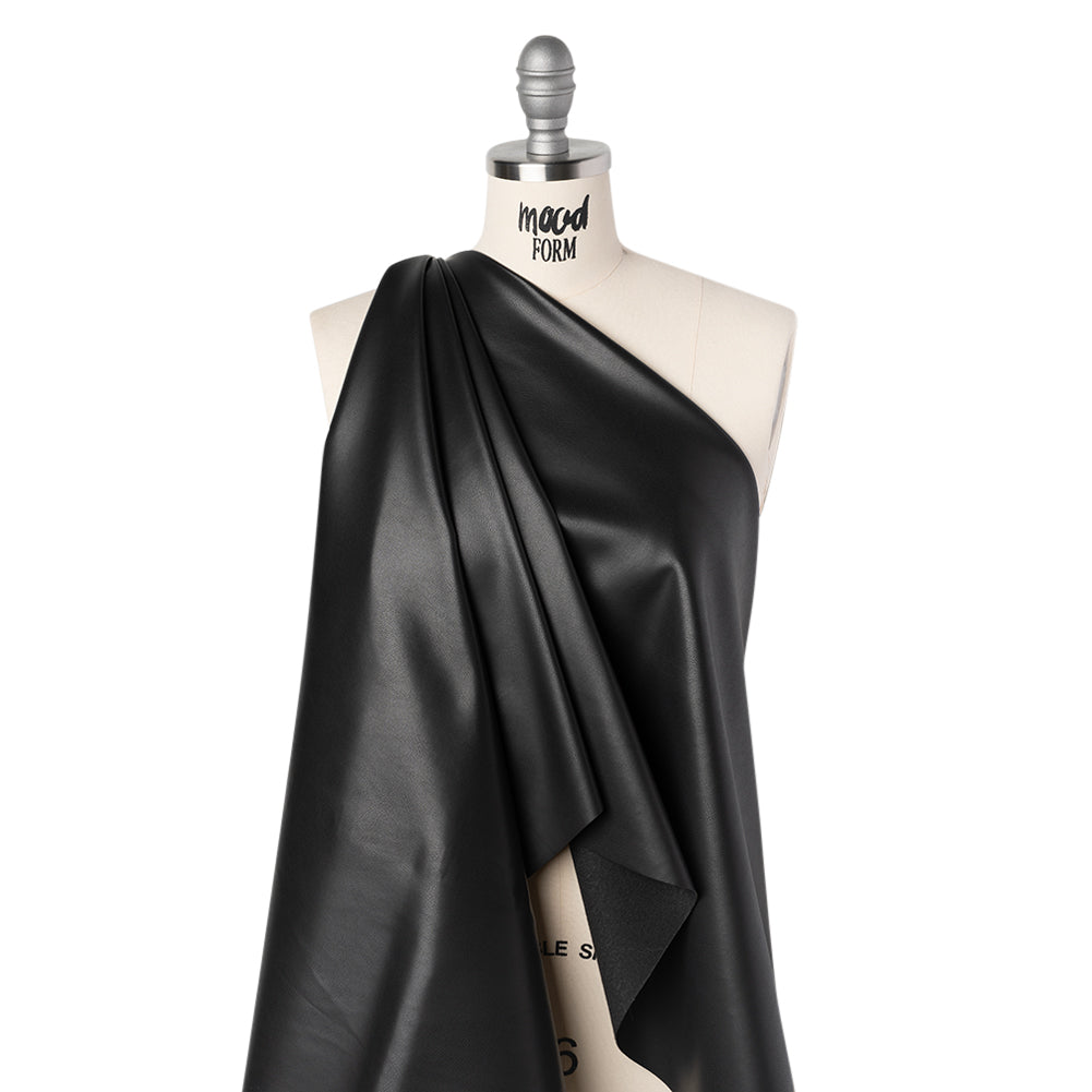 Stretch Faux Leather with Suede-Like Brushed Backing - Pebble Black - Jodi Collection Folded