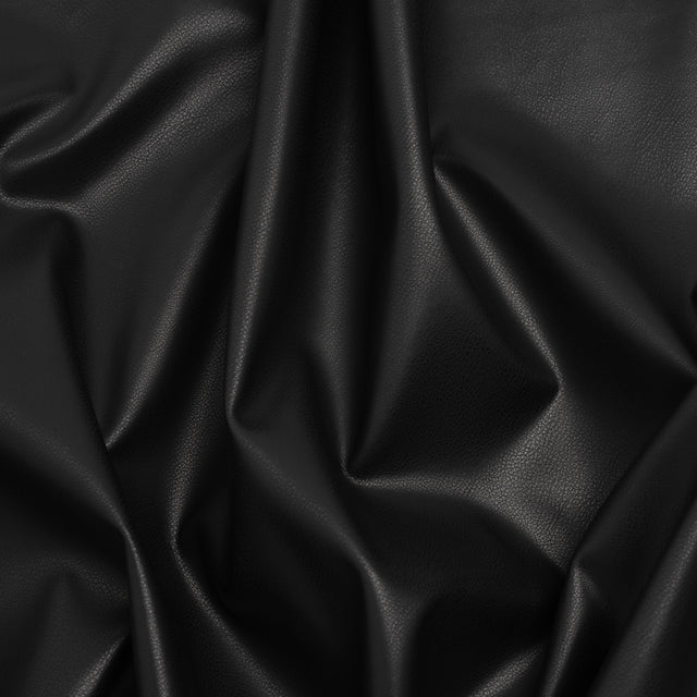 Stretch Faux Leather with Suede-Like Brushed Backing - Pebble Black - Jodi Collection Drape