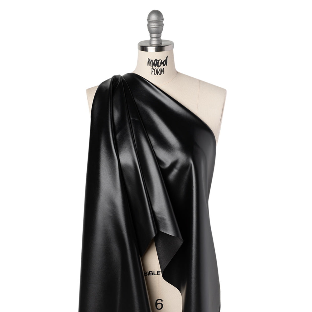 Stretch Faux Leather with Suede-Like Brushed Backing - Black - Jodi Collection Folded
