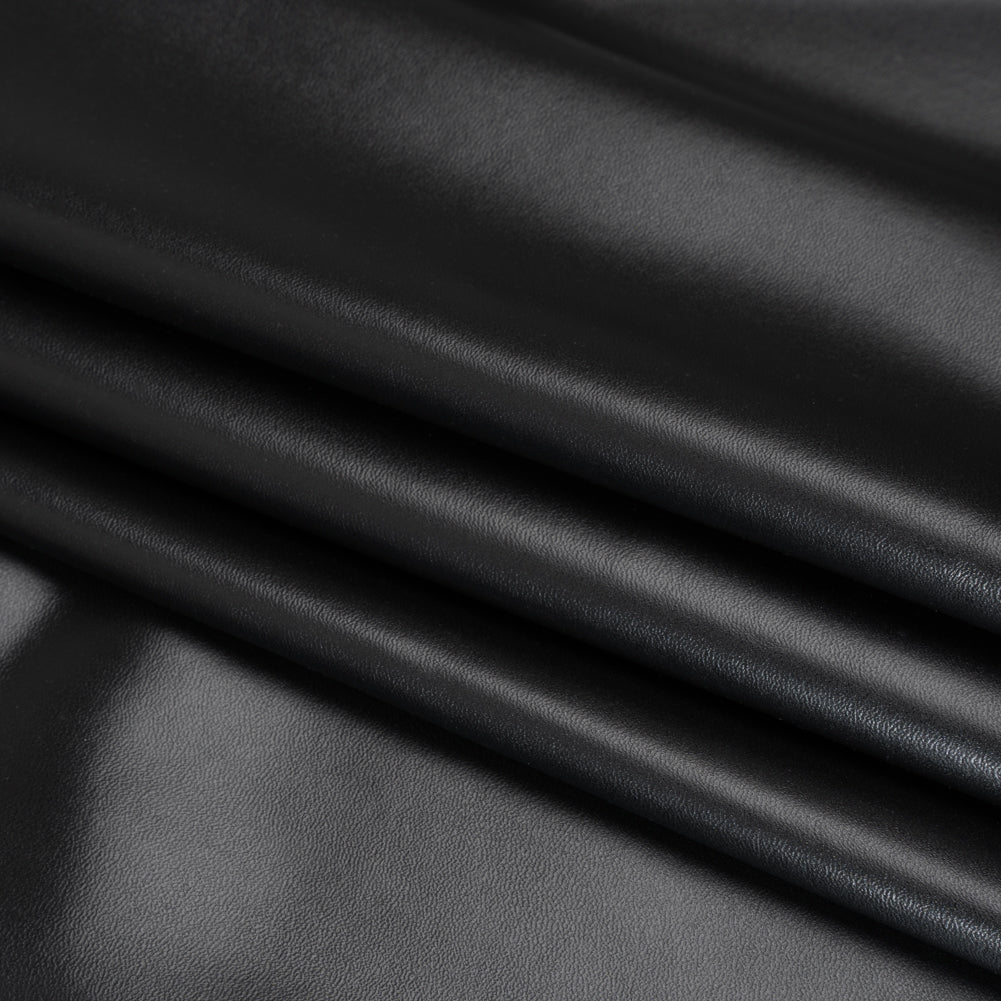 Stretch Faux Leather with Suede-Like Brushed Backing - Black - Jodi Collection Detail