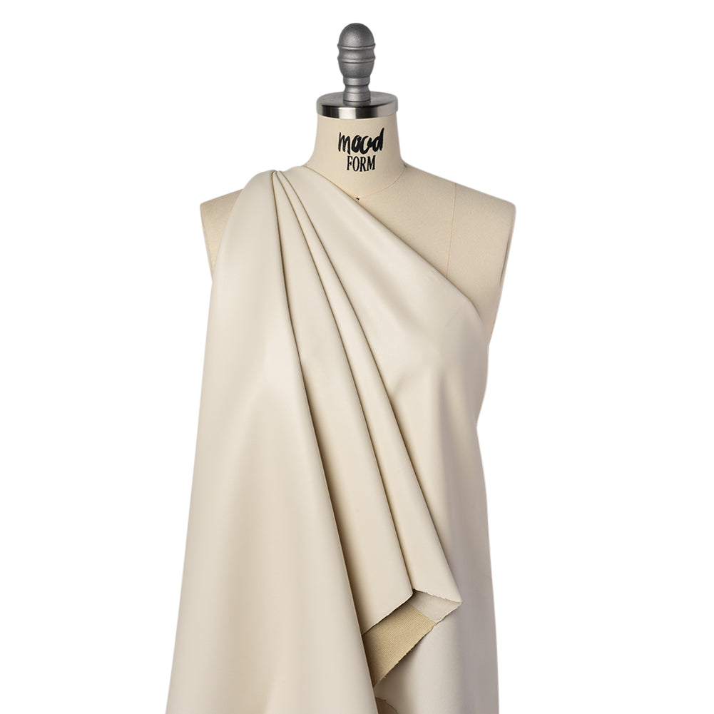 Stretch Faux Leather with Suede-Like Brushed Backing - Ivory - Jodi Collection - Folded