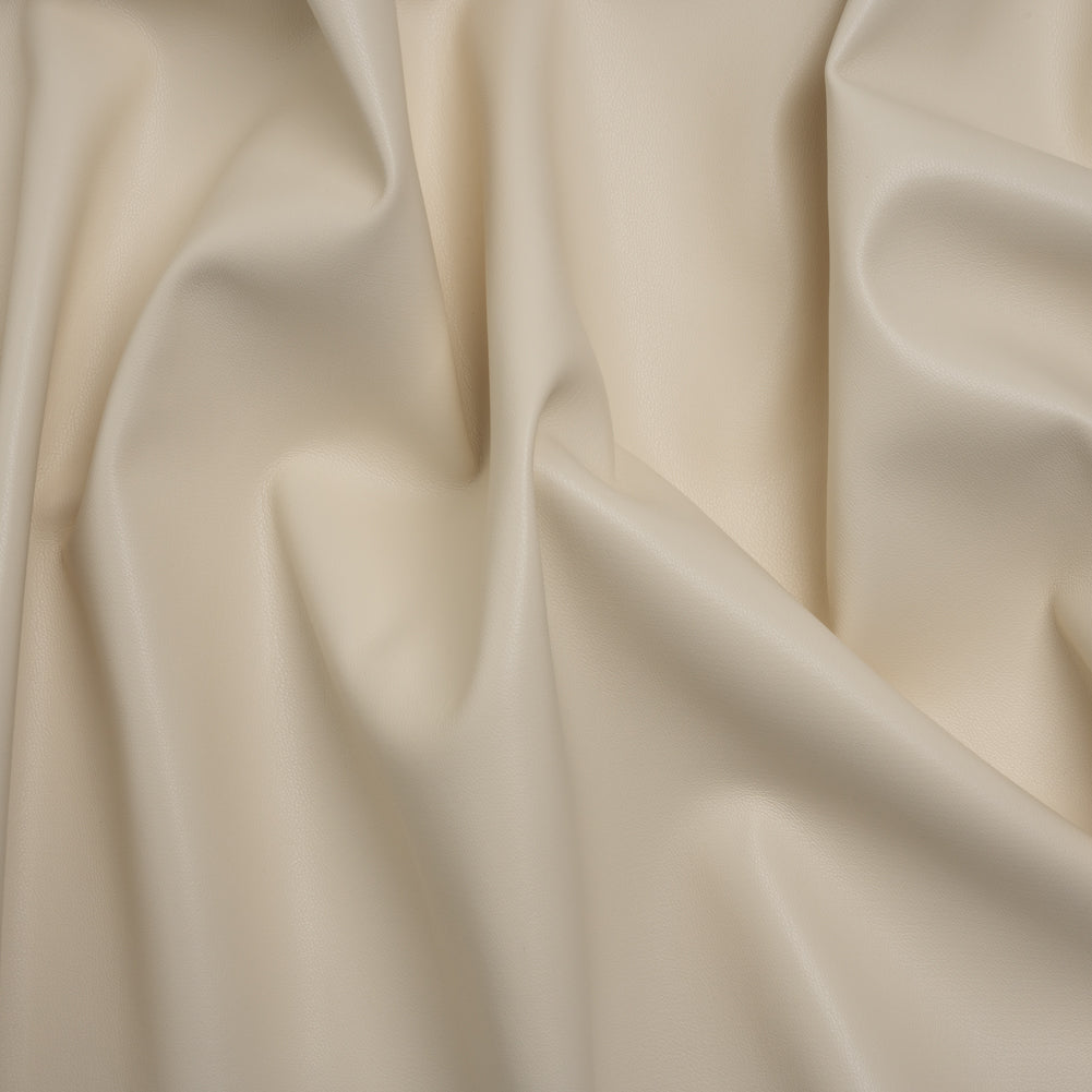 Stretch Faux Leather with Suede-Like Brushed Backing - Ivory - Jodi Collection - Drape
