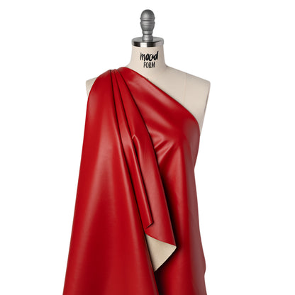 Stretch Faux Leather with Suede-Like Brushed Backing - Red - Jodi Collection